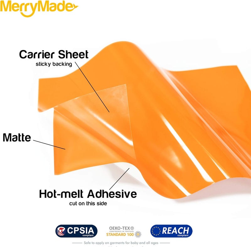 MerryMade Black Heat Transfer Vinyl HTV Roll Matte PU 12" x 15 ft. | Easy to Cut, Weed & Transfer, Black Iron On Vinyl for Cricut, Silhouette Cameo & Other Craft Cutter Cutting Machine - Image 3